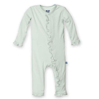Girls Solid Bamboo Muffin Ruffle Coverall with Snaps - Aloe Baby & Toddler Sleepwear