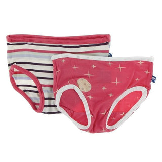 Girl's Bamboo Underwear Set - Chemistry Stripe and Red Ginger Full Moon Toddler Underwear