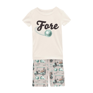 Bamboo Short Sleeve Graphic Tee Pajama Set with Shorts - Latte Golf KicKee Pants Size: 2T