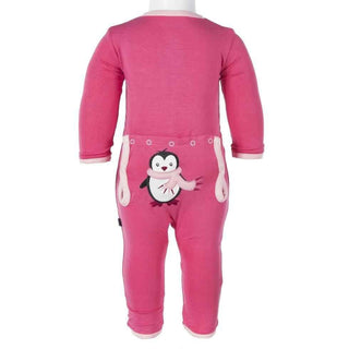 Holiday Bamboo Layette Applique Coverall - Winter Rose Penguin Baby & Toddler Sleepwear