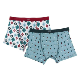 Holiday Men's Bamboo Boxer Brief Set, Holiday Lights & Natural Ornaments Underwear
