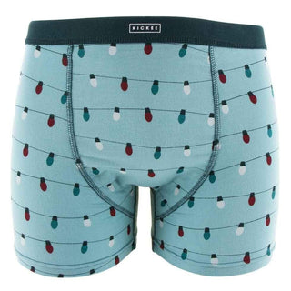 Holiday Men's Bamboo Boxer Brief Set, Holiday Lights & Natural Ornaments Underwear