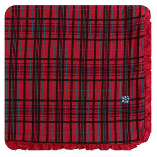 Holiday Bamboo Ruffle Toddler Blanket - Christmas Plaid, One Size Swaddling & Receiving Blankets