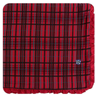 Holiday Bamboo Ruffle Toddler Blanket - Christmas Plaid, One Size Swaddling & Receiving Blankets