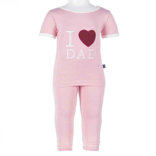 Girl's Bamboo Short Sleeve Applique Pajama Set, Lotus I Love Dad Baby & Toddler Sleepwear