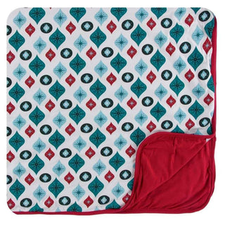 Holiday Bamboo Toddler Blanket - Natural Vintage Ornaments, One Size Swaddling & Receiving Blankets