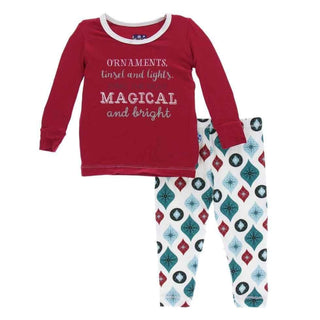 Holiday Bamboo Long Sleeve Pajama Set, Natural Vintage Ornaments Baby & Toddler Sleepwear