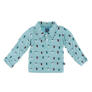 Holiday Bamboo Long Sleeve Polo Shirt, Glacier Holiday Lights Baby & Toddler Tops
