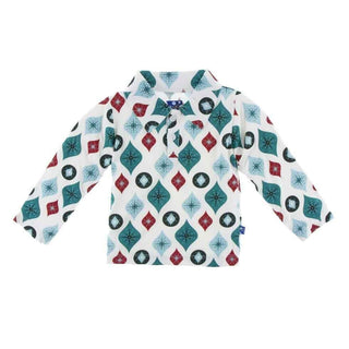 Holiday Bamboo Long Sleeve Polo Shirt, Natural Vintage Ornaments Baby & Toddler Tops