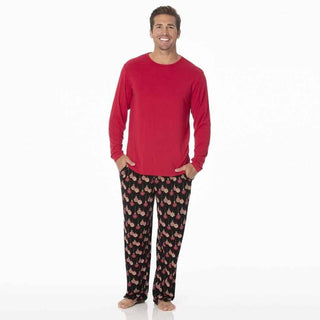 KicKee Men's Print Bamboo Long Sleeve Pajama Set - Midnight Ornaments Pajamas
