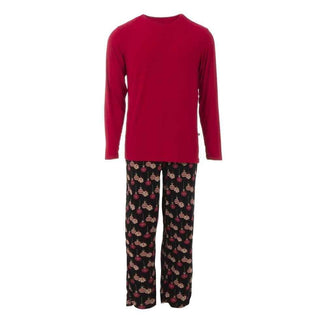 KicKee Men's Print Bamboo Long Sleeve Pajama Set - Midnight Ornaments Pajamas
