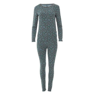 Women's Print Bamboo Long Sleeve Fitted Pajama Set - Sea Rolled Rocks Pajamas