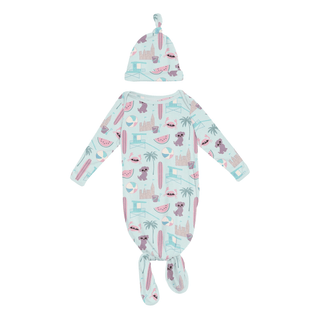 Bamboo Knotted Layette Gown & Hat Set - Fresh Air Beach Day KicKee Pants Size: One Size