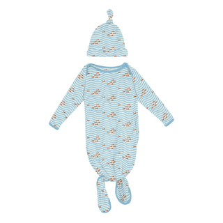 Bamboo Knotted Layette Gown & Hat Set - Fresh Air Little FishyKicKee PantsSize: One Size