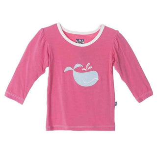 Bamboo Long Sleeve Applique Puff Tee, Winter Rose Tiny Whale Baby & Toddler Tops