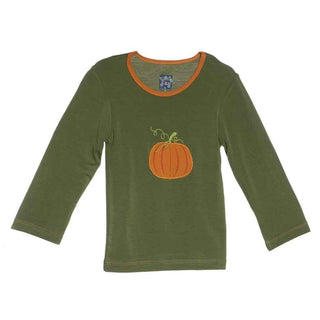 Bamboo Long Sleeve Applique Tee, Moss Pumpkin Baby & Toddler Tops