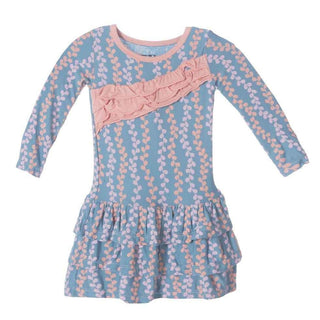 Bamboo Long Sleeve Diagonal Ruffle Banner Dress, Blue Moon Seaweed Baby & Toddler Dresses