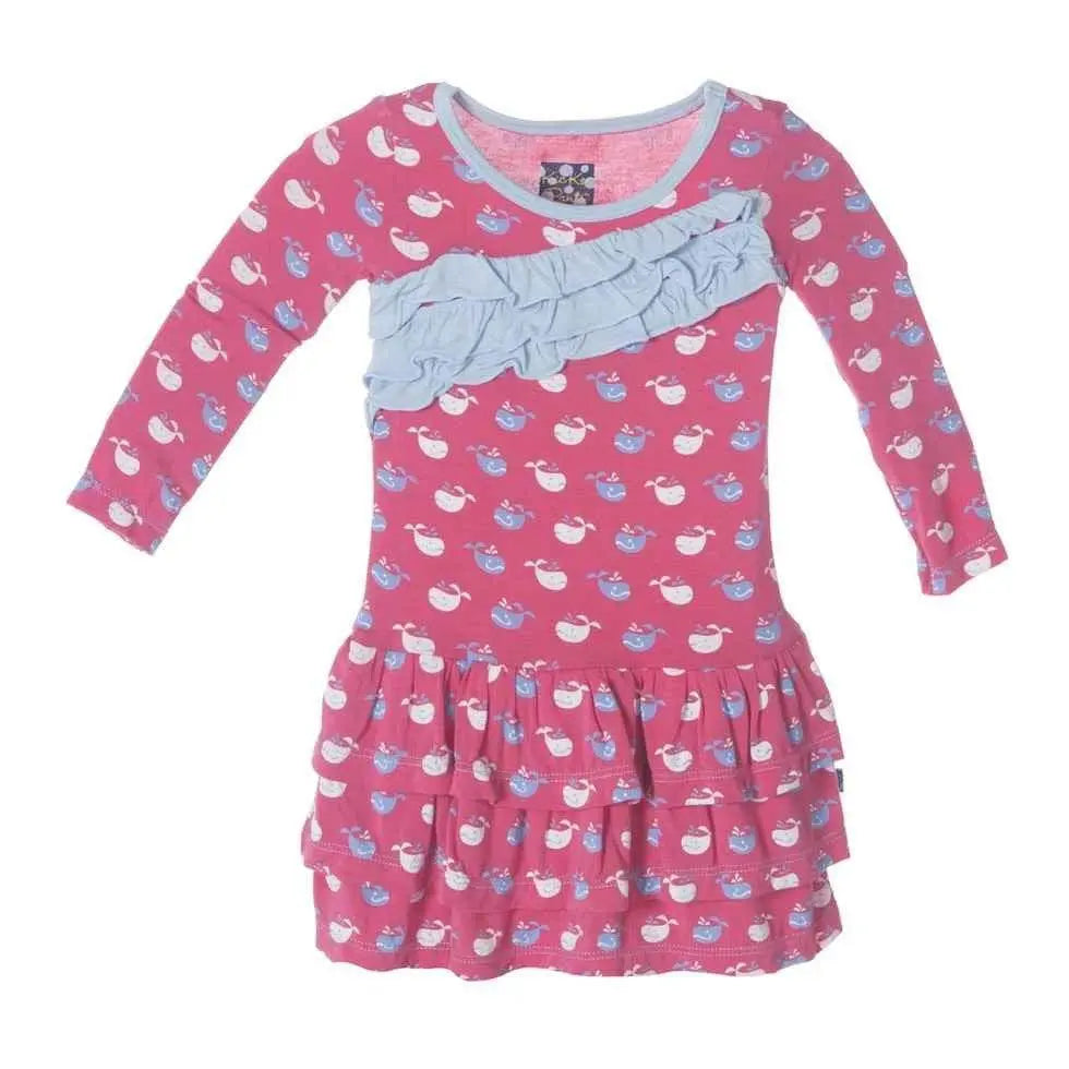 Kickee Pants L S Diagonal Ruffle Banner Dress Rose Tiny Whale 18-24 Months Kickee Pants L S Diagonal Ruffle Banner Dress Rose Tiny Whale 18-24 Months