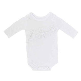 Solid Bamboo Long Sleeve Diagonal Ruffle One-Piece, Natural Baby One-Pieces