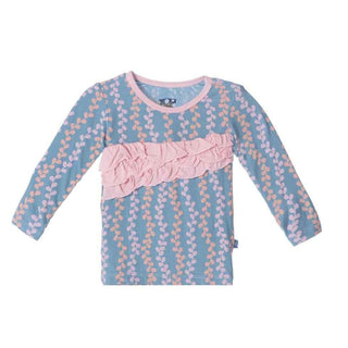 Bamboo Long Sleeve Diagonal Ruffle Tee, Blue Moon Seaweed Baby & Toddler Tops