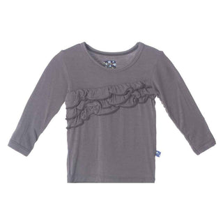 Solid Bamboo Long Sleeve Diagonal Ruffle Tee, Rain Baby & Toddler Tops