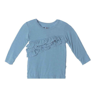 Solid Bamboo Long Sleeve Diagonal Ruffle Tee Baby & Toddler Tops