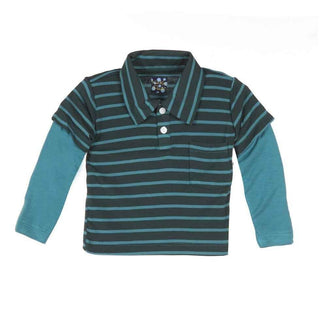 Bamboo Long Sleeve Double Layer Polo Shirt, Boy Tundra Stripe Baby & Toddler Tops