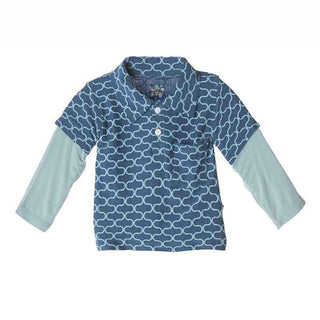 Bamboo Long Sleeve Double Layer Polo Shirt, Jade Lattice Baby & Toddler Tops