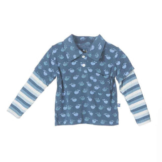 Bamboo Long Sleeve Double Layer Polo Shirt Twilight Tiny Whale Baby & Toddler Tops