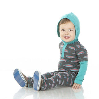 Bamboo Long Sleeve Hoodie Romper - Stone Rainbow Trout Baby One-Pieces