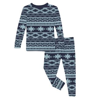 Bamboo Long Sleeve Pajama Set - Peacoat Mayan PrintKicKee PantsSize: 2T