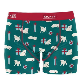 Men's Print Bamboo Boxer Brief - Cedar Puppies and Presents (WCA22) Underwear