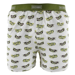 Men's Print Bamboo Boxer Short - Natural Olive Branch Underwear
