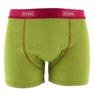 Men's Solid Bamboo Boxer Brief, Meadow with Crimson Underwear