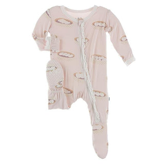 Bamboo Muffin Ruffle Footie with Zipper - Macaroon Dim Sum Baby & Toddler Sleepwear