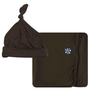 Solid Bamboo Newborn Baby Swaddling Blanket and Hat Gift Set - Bark Swaddling Blankets