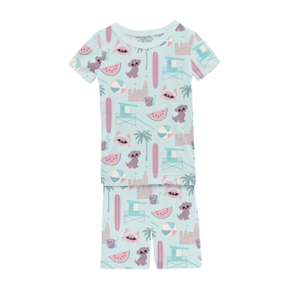 Bamboo Short Sleeve Pajama Set with Shorts - Fresh Air Beach Day KicKee Pants Size: 2T