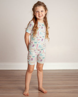 Bamboo Short Sleeve Pajama Set with Shorts - Fresh Air Beach Day KicKee Pants Size: 2T