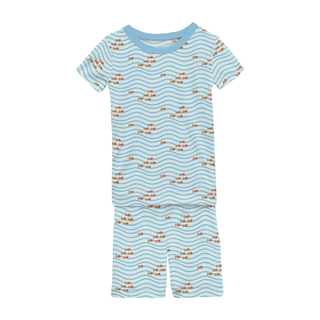 Bamboo Short Sleeve Pajama Set with Shorts - Fresh Air Little Fishy KicKee Pants Size: 2T