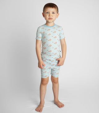 Bamboo Short Sleeve Pajama Set with Shorts - Fresh Air Little Fishy KicKee Pants Size: 2T