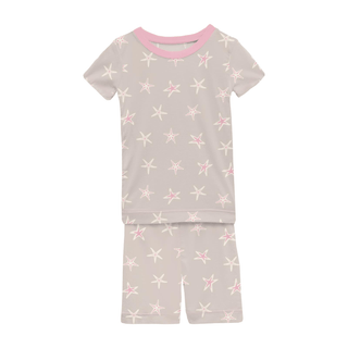 Bamboo Short Sleeve Pajama Set with Shorts - Latte Starfish KicKee Pants Size: 2T