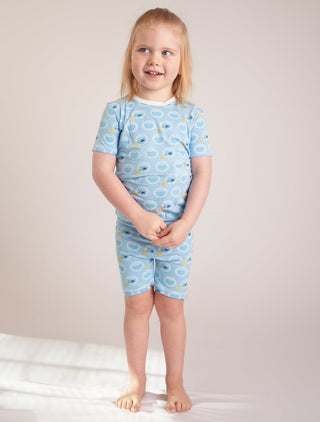 Bamboo Short Sleeve Pajama Set with Shorts - Seaside Blue Porthole Rubber Ducky KicKee Pants Size: 2T