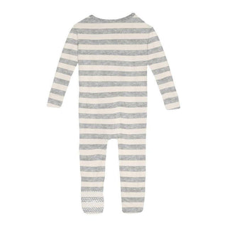 Print Bamboo Convertible Sleeper with Zipper - Heathered Mist Sweet Stripe Baby & Toddler Sleepwear