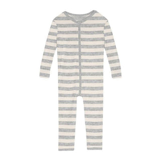 Print Bamboo Convertible Sleeper with Zipper - Heathered Mist Sweet Stripe Baby & Toddler Sleepwear