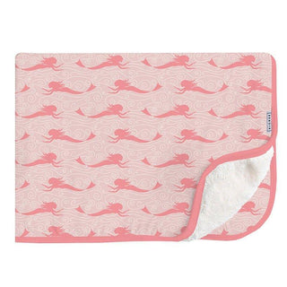 Print Bamboo Sherpa-Lined Throw Blanket - Baby Rose Mermaid Swaddling & Receiving Blankets