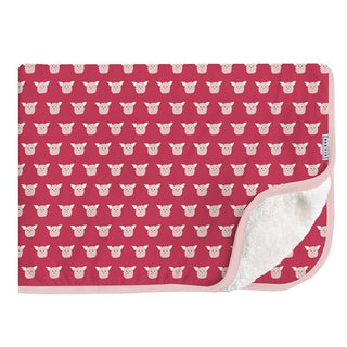 Print Bamboo Sherpa-Lined Throw Blanket - Cherry Pie Furry Friends Swaddling & Receiving Blankets