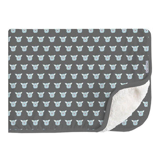 Print Bamboo Sherpa-Lined Throw Blanket - Pewter Furry Friends Swaddling & Receiving Blankets
