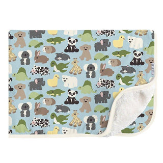 Print Bamboo Sherpa-Lined Throw Blanket - Spring Sky Too Many Stuffies Swaddling & Receiving Blankets