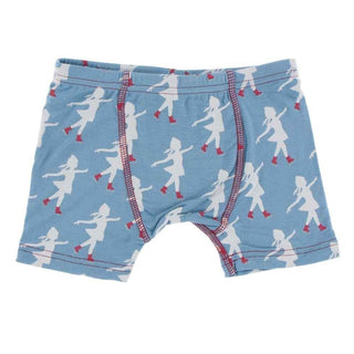Boy's Print Bamboo Boxer Brief - Blue Moon Ice Skater Toddler Underwear