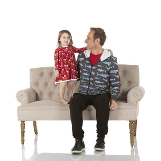 Print Bamboo Classic Long Sleeve Swing Dress - Crimson Kissing Birds Baby & Toddler Dresses
